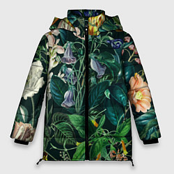 Куртка зимняя женская Цветы Темный Сад, цвет: 3D-красный