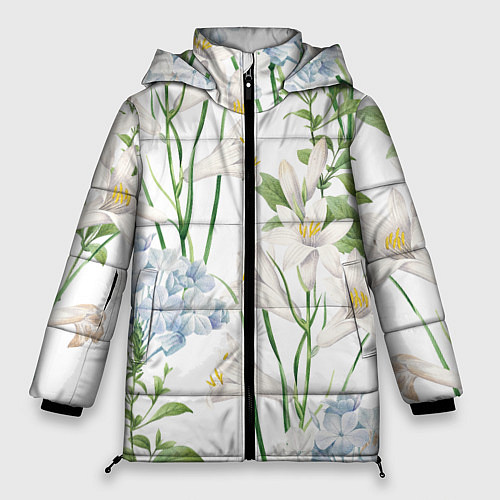 Женская зимняя куртка Цветы Утонченные и Яркие / 3D-Черный – фото 1