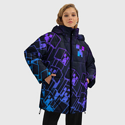 Куртка зимняя женская Minecraft CREEPER NEON, цвет: 3D-черный — фото 2