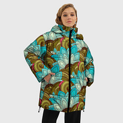 Куртка зимняя женская Абстрактные лепестки цветов, цвет: 3D-красный — фото 2