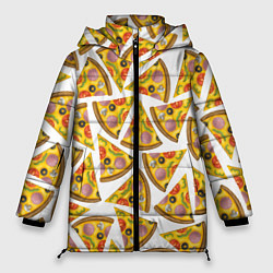 Куртка зимняя женская Кусочки вкусной пиццы, цвет: 3D-красный