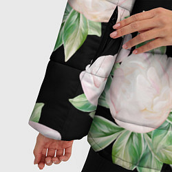 Куртка зимняя женская Цветы Нарисованные Пионы, цвет: 3D-светло-серый — фото 2