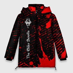 Куртка зимняя женская TESV: SKYRIM - Краска Вертикально, цвет: 3D-черный
