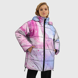 Куртка зимняя женская Абстрактные краски голубой, розовый, цвет: 3D-светло-серый — фото 2