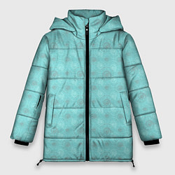 Женская зимняя куртка Морские раковины наутилус на бирюзовом фоне