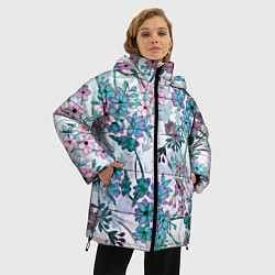 Куртка зимняя женская Яркие красочные цветы, цвет: 3D-красный — фото 2