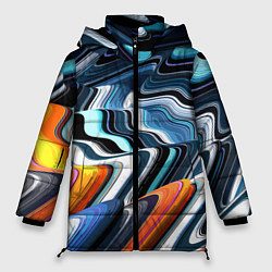 Куртка зимняя женская Abstraction expressive pattern, цвет: 3D-черный