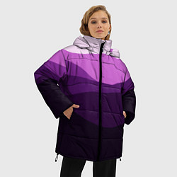 Куртка зимняя женская Фиолетовый градиент горы абстракция, цвет: 3D-черный — фото 2