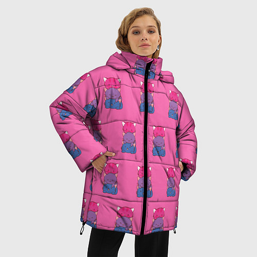Женская зимняя куртка Котики светофоры / 3D-Светло-серый – фото 3