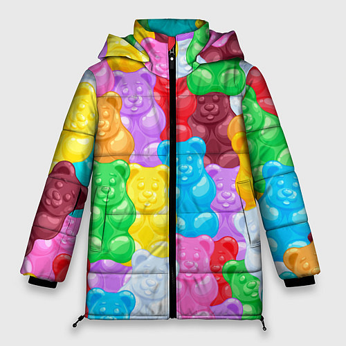 Женская зимняя куртка Мармеладные мишки разноцветные / 3D-Черный – фото 1