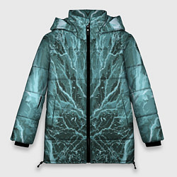 Женская зимняя куртка Абстрактная геометрическая графика ,цвет морской в