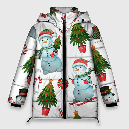 Женская зимняя куртка НОВОГОДНИЕ ПЕРСОНАЖИ NEW YEARS CHARACTERS / 3D-Черный – фото 1