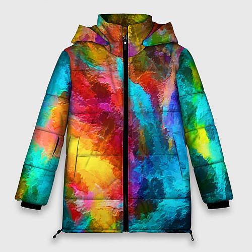Женская зимняя куртка Цветные всплески Экспрессионизм Абстракция Color S / 3D-Светло-серый – фото 1