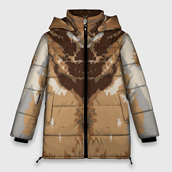 Женская зимняя куртка Абстрактный, графический узор коричневого цвета