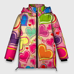 Куртка зимняя женская ЛЮБОВНЫЕ СЕРДЕЧКИ LOVE HEARTS, цвет: 3D-светло-серый