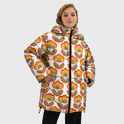 Куртка зимняя женская ЦВЕТЫ В СТИЛЕ 70х, цвет: 3D-черный — фото 2