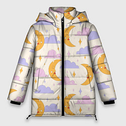 Куртка зимняя женская ЗВЕЗДЫ И ЛУНА В СТИЛЕ 70х, цвет: 3D-светло-серый