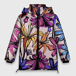 Женская зимняя куртка Цветы Разноцветные