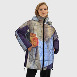 Куртка зимняя женская Разноцветные лоскуты ткани тряпка Rags hanging on, цвет: 3D-красный — фото 2