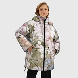 Куртка зимняя женская Цветы Английский Садовый Узор, цвет: 3D-черный — фото 2