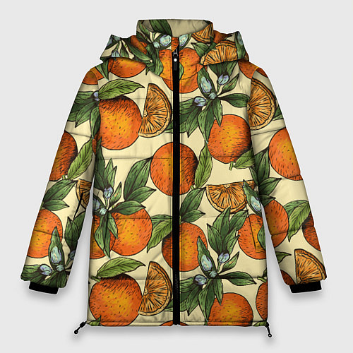 Женская зимняя куртка Узор Апельсиновое настроение / 3D-Черный – фото 1