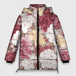 Куртка зимняя женская Цветы Восхитительный Летний Букет Пион, цвет: 3D-черный