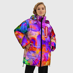 Куртка зимняя женская Красочный цветочный паттерн Лето Colorful Floral P, цвет: 3D-светло-серый — фото 2