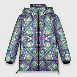 Женская зимняя куртка Абстрактный разноцветный принт в дудл стиле