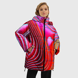 Куртка зимняя женская Разноцветные неоновые полосы Волна Multicolored ne, цвет: 3D-светло-серый — фото 2