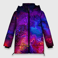 Куртка зимняя женская Цветные неоновые разводы на воде Авангард Colored, цвет: 3D-светло-серый
