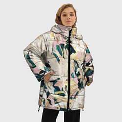 Куртка зимняя женская Цветы Королевский Цветочный Узор, цвет: 3D-красный — фото 2