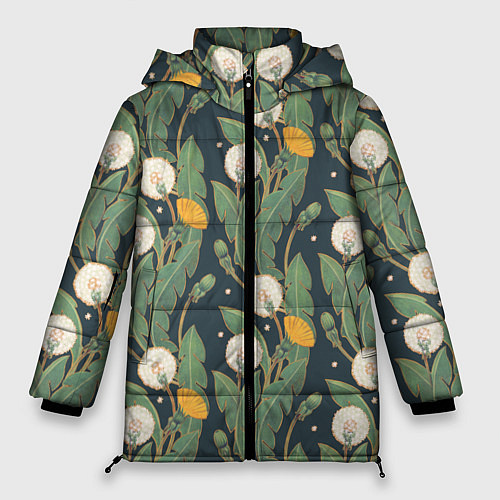 Женская зимняя куртка Цветение одуванчиков / 3D-Черный – фото 1
