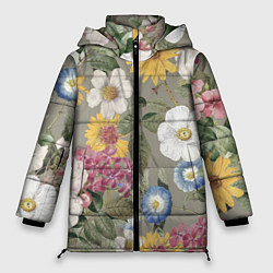 Женская зимняя куртка Цветы Красочный Вечерний Узор