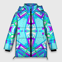 Женская зимняя куртка Геометрический орнамент в голубых тонах