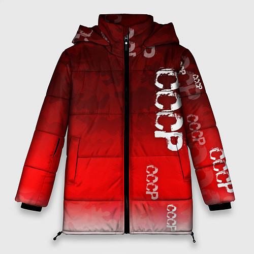 Женская зимняя куртка Принт с надписью СССР / 3D-Красный – фото 1