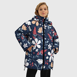 Куртка зимняя женская Цветы Полуночные Разноцветные, цвет: 3D-красный — фото 2