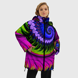 Куртка зимняя женская Разноцветная неоновая спираль Абстракция Multicolo, цвет: 3D-светло-серый — фото 2