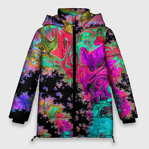 Женская зимняя куртка Сюрреалистическая фрактальная композиция Мода Surr / 3D-Черный – фото 1