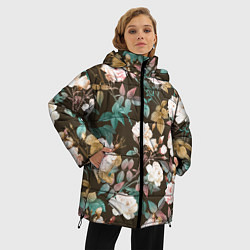 Куртка зимняя женская Цветы Розы Садовые, цвет: 3D-светло-серый — фото 2
