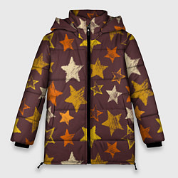 Куртка зимняя женская Звездное коричневое небо, цвет: 3D-красный
