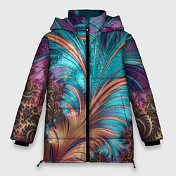 Куртка зимняя женская Floral composition Цветочная композиция, цвет: 3D-черный