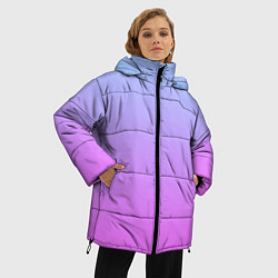 Куртка зимняя женская Голубо-розовый градиент, цвет: 3D-черный — фото 2