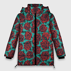 Куртка зимняя женская Розы тату, цвет: 3D-светло-серый