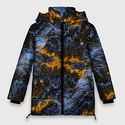 Куртка зимняя женская Оранжево-Синяя Вулканическая Лава, цвет: 3D-красный