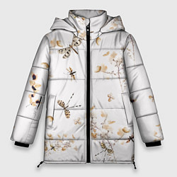 Женская зимняя куртка Цветы и Стрекозы