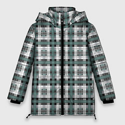 Женская зимняя куртка Серо-зеленый клетчатый узор шотландка