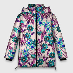 Женская зимняя куртка Цветы Летние Фиолетовые Рудбеки