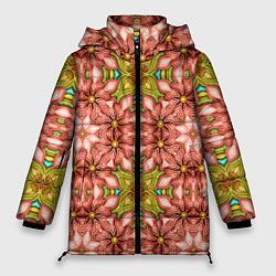 Куртка зимняя женская Калейдоскоп текстуры 3D, цвет: 3D-красный