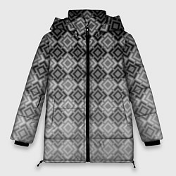 Женская зимняя куртка Геометрический узор в серых тонах градиент