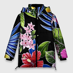 Куртка зимняя женская Floral vanguard composition Летняя ночь Fashion tr, цвет: 3D-красный